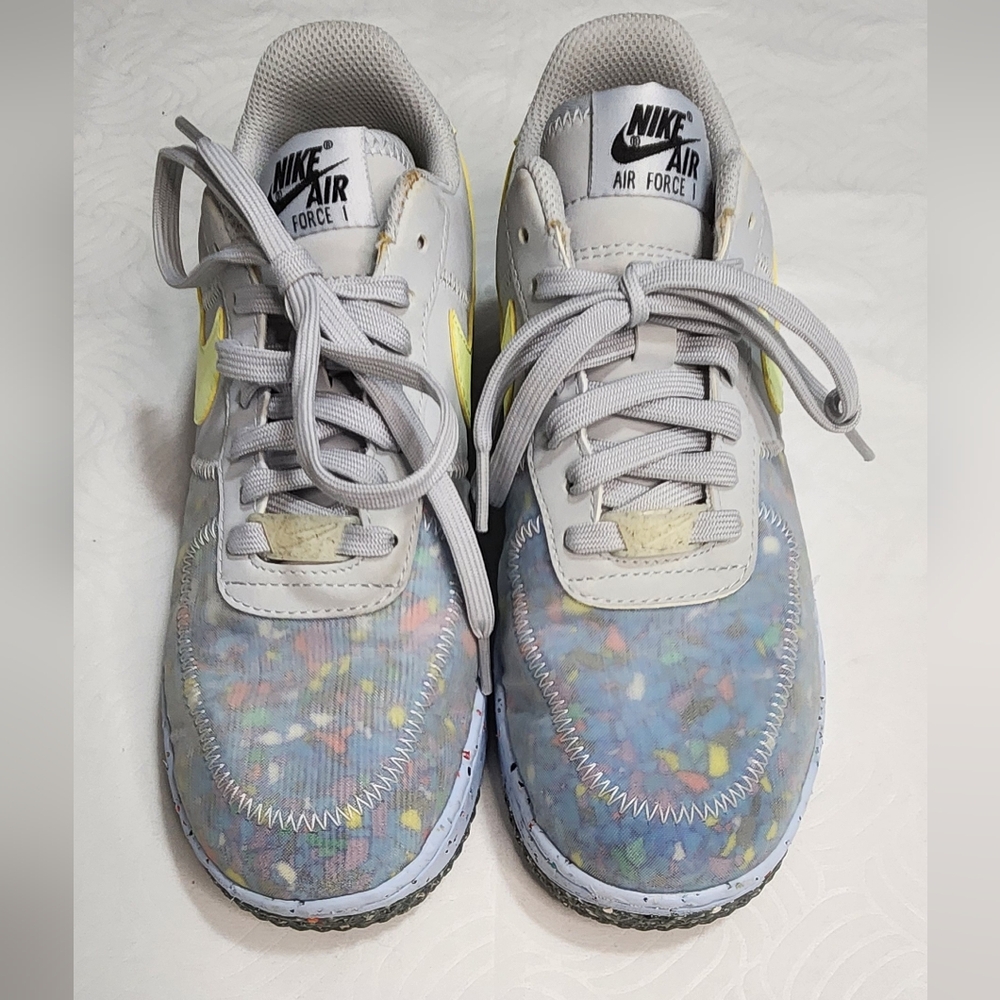 Nike Air Force 1 Crater Pure Platinum Barely Volt AF1 Womens Sz 6.5